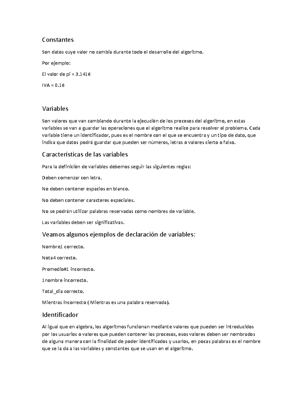 Conceptos Básicos de Algoritmos: Variables y Operadores - Studocu
