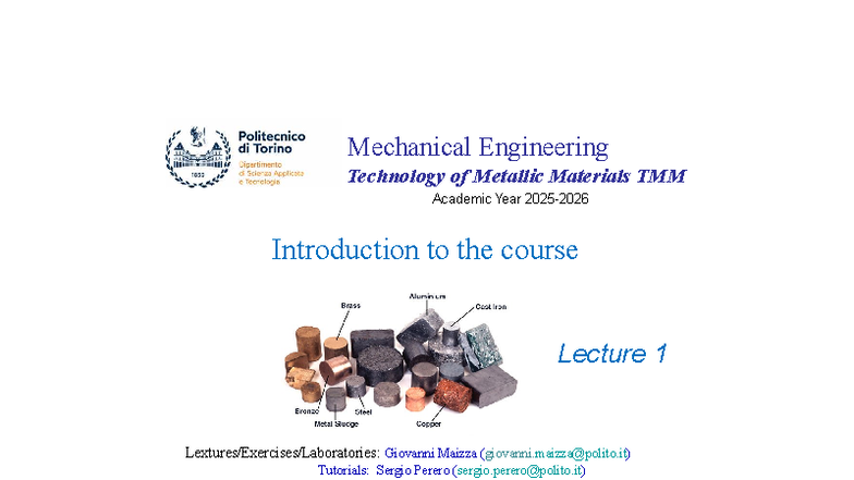 TMM 101: Lecture 1 - Introduction to Metallic Materials in Engineering ...