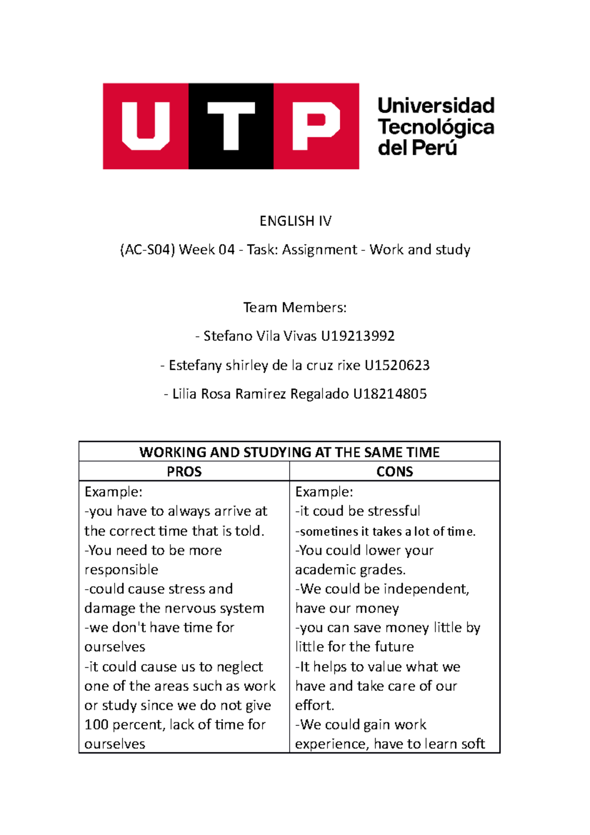 (AC-S04) Week 04 Task Assignment Work and study - ENGLISH IV (AC-S04 ...