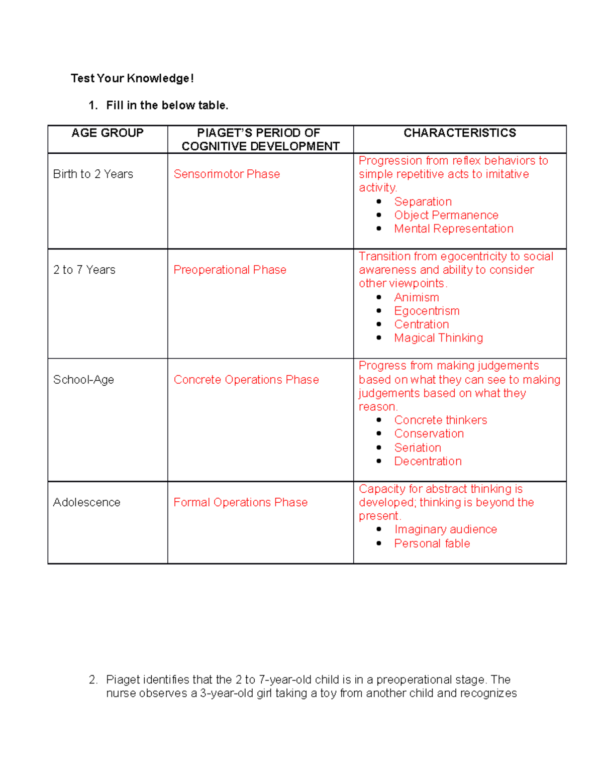NR222 Piaget - Test Your Knowledge with Answers & Rationale - Studocu