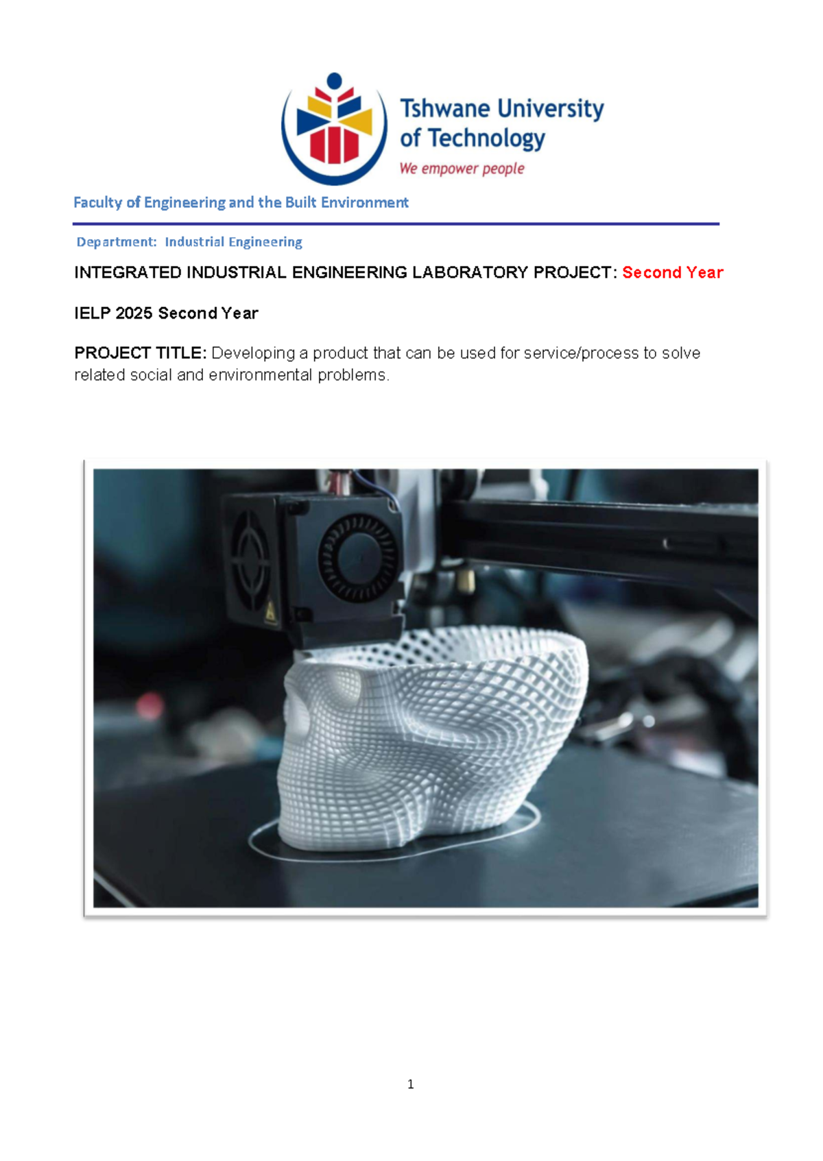 Integrated Industrial Engineering Lab Project: Product Development for ...