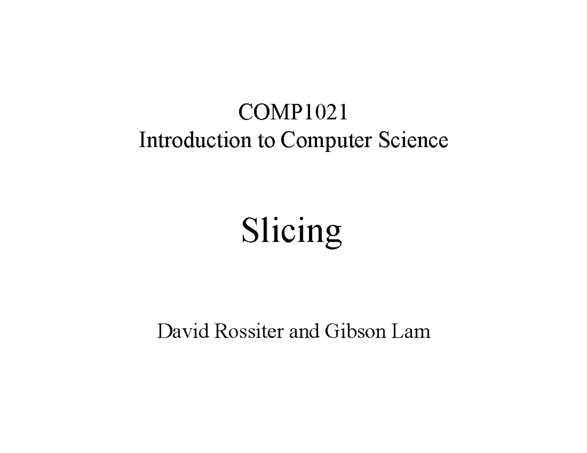 COMP1021 Final Exam: Slicing Techniques in Python - Studocu