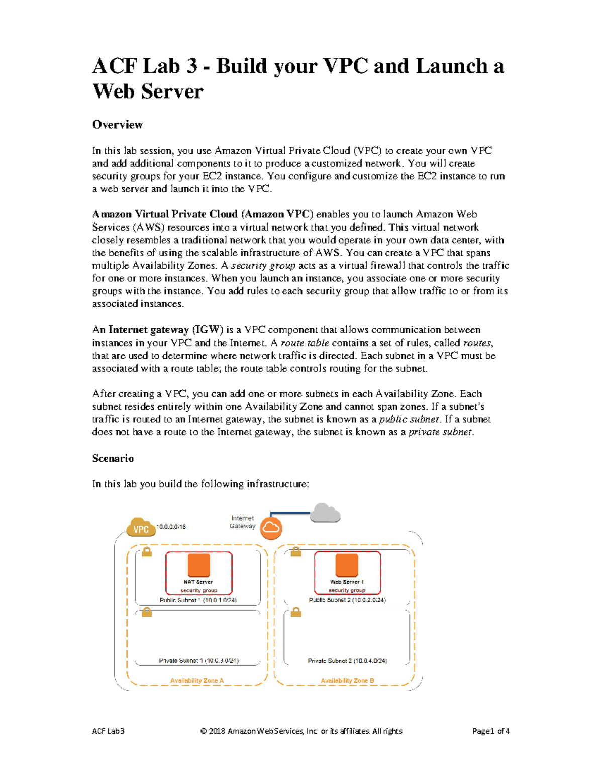 ACF Lab 3 VPC - In this lab session, you use Amazon Virtual Private ...