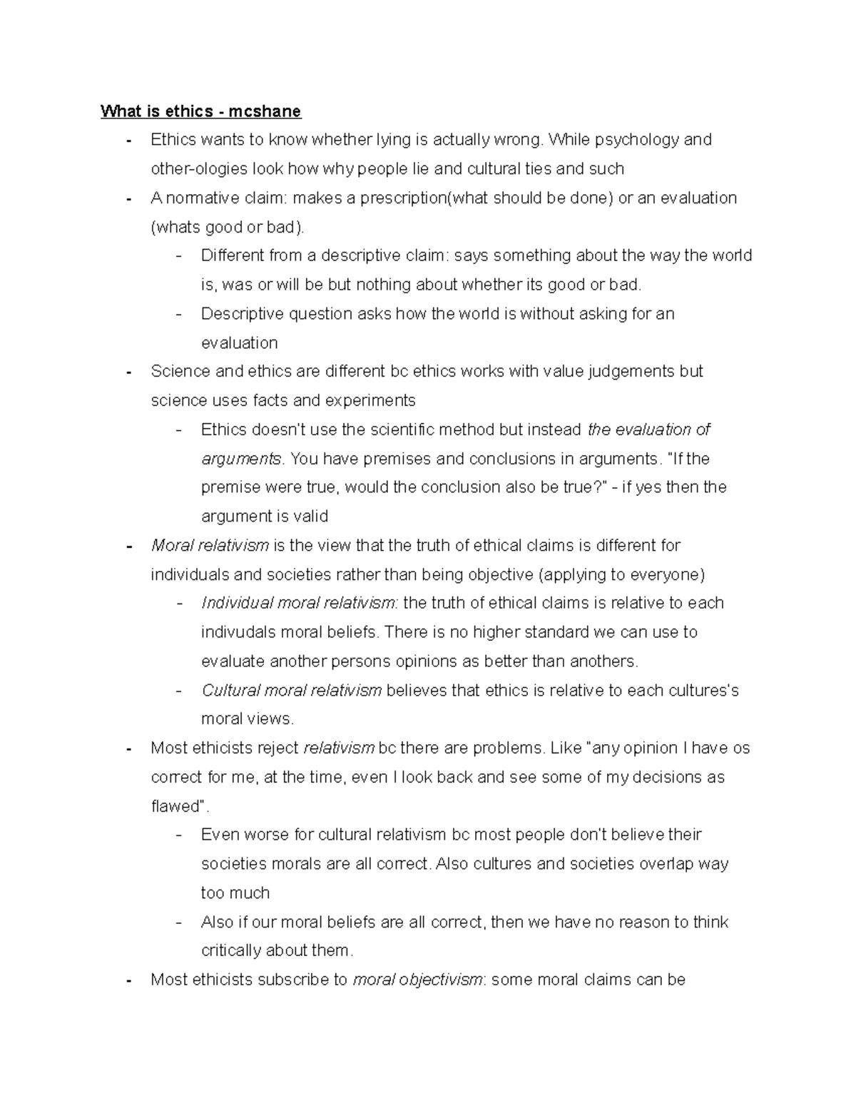 Ethics 101: Week 1 Lecture Notes on Morality and Theories - Studocu