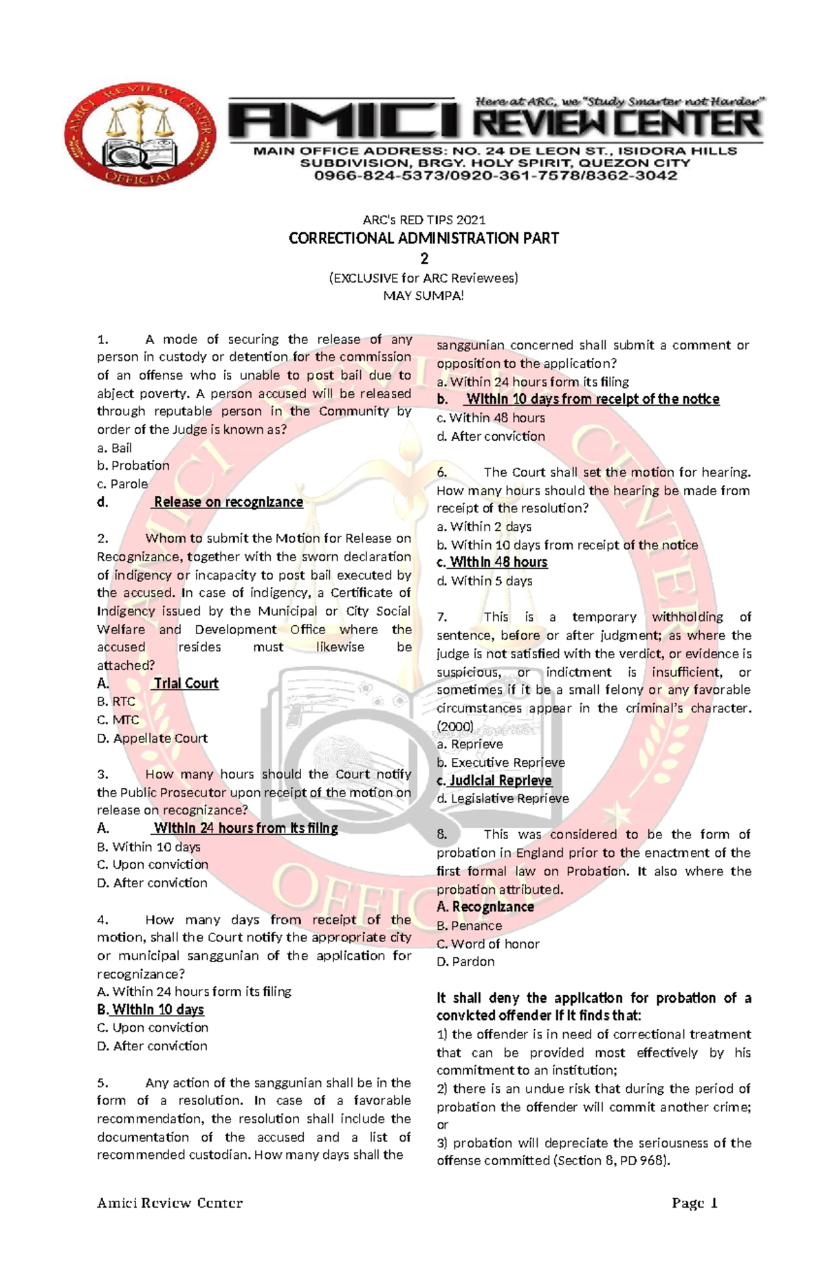 ARC Correctional Administration Part 2: Release on Recognizance Guide ...