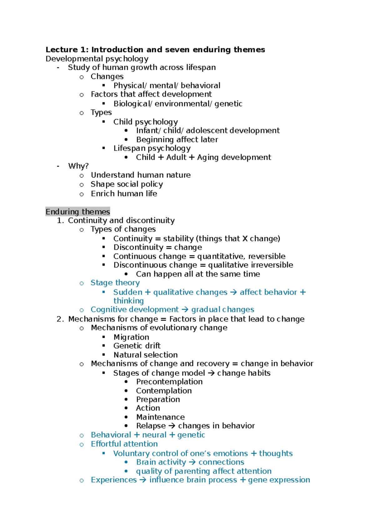 Developmental Psychology (PSY 101): Key Themes and Concepts from ...