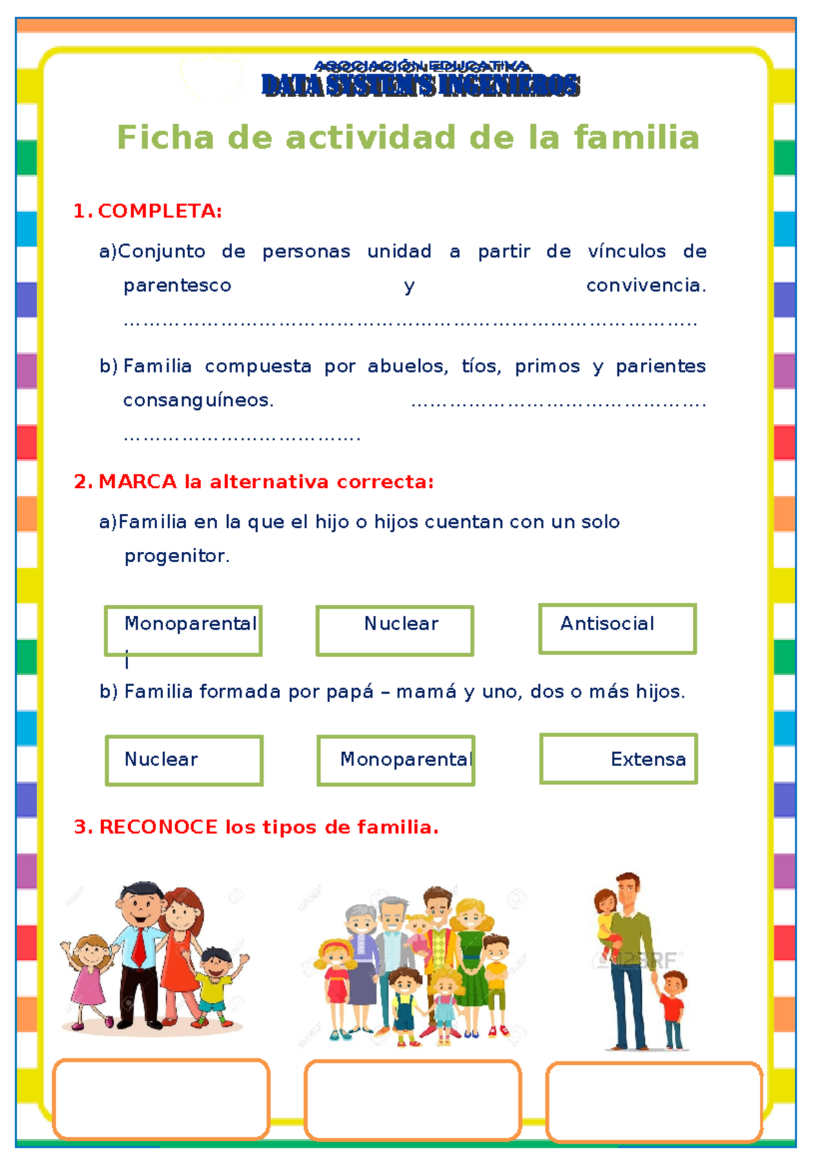 476921829 Ficha DE Actividad LA Familia Y SUS Tipos docx - 1. COMPLETA ...
