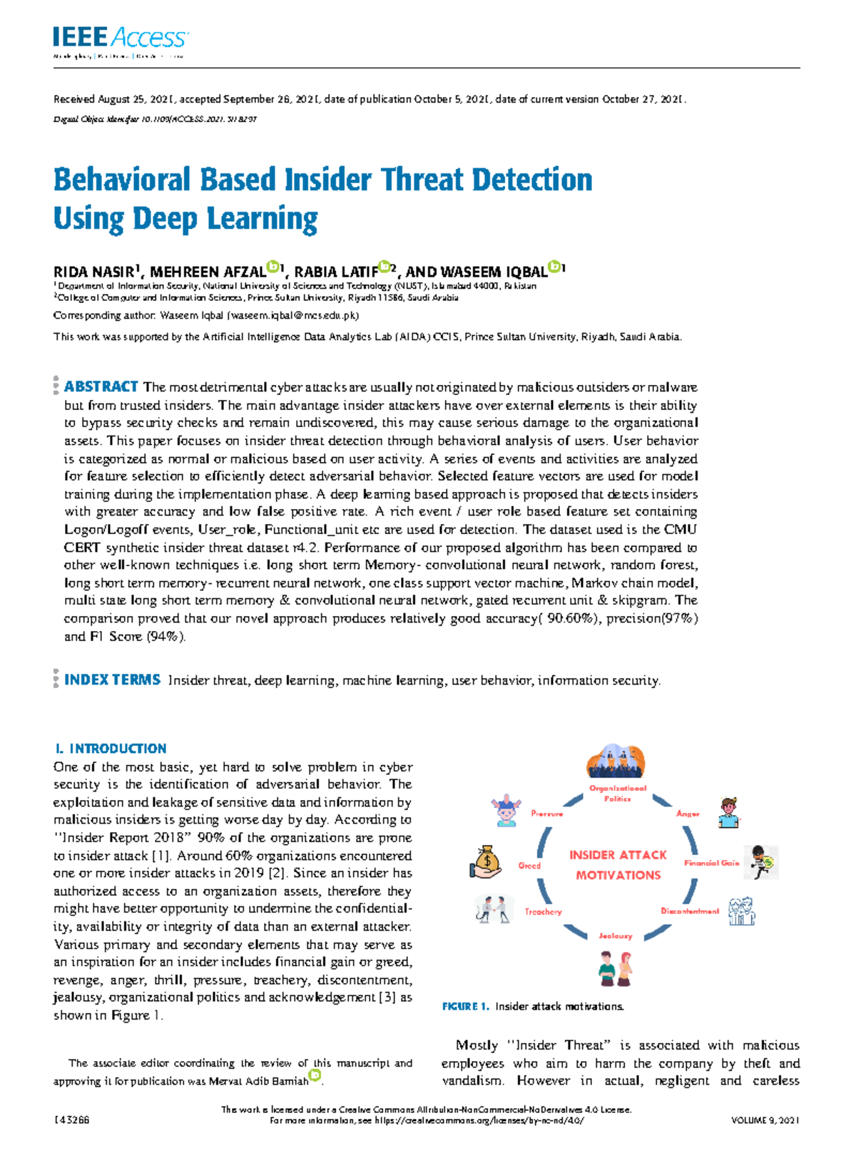 **Deep Learning for Behavioral Insider Threat Detection in InfoSec ...