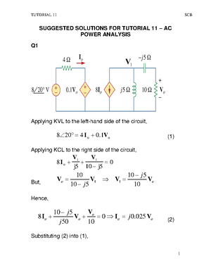 Solutions for EE2001 Tutorial 2 - EE2001 Tutorial 2 Solutions Note that ...
