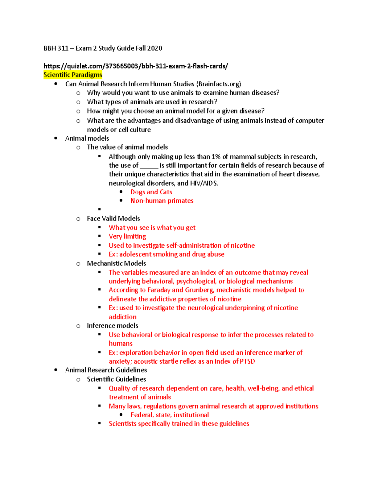 BBH 311 exam 2 study guide Fall 2020 - BBH 311 – Exam 2 Study Guide ...