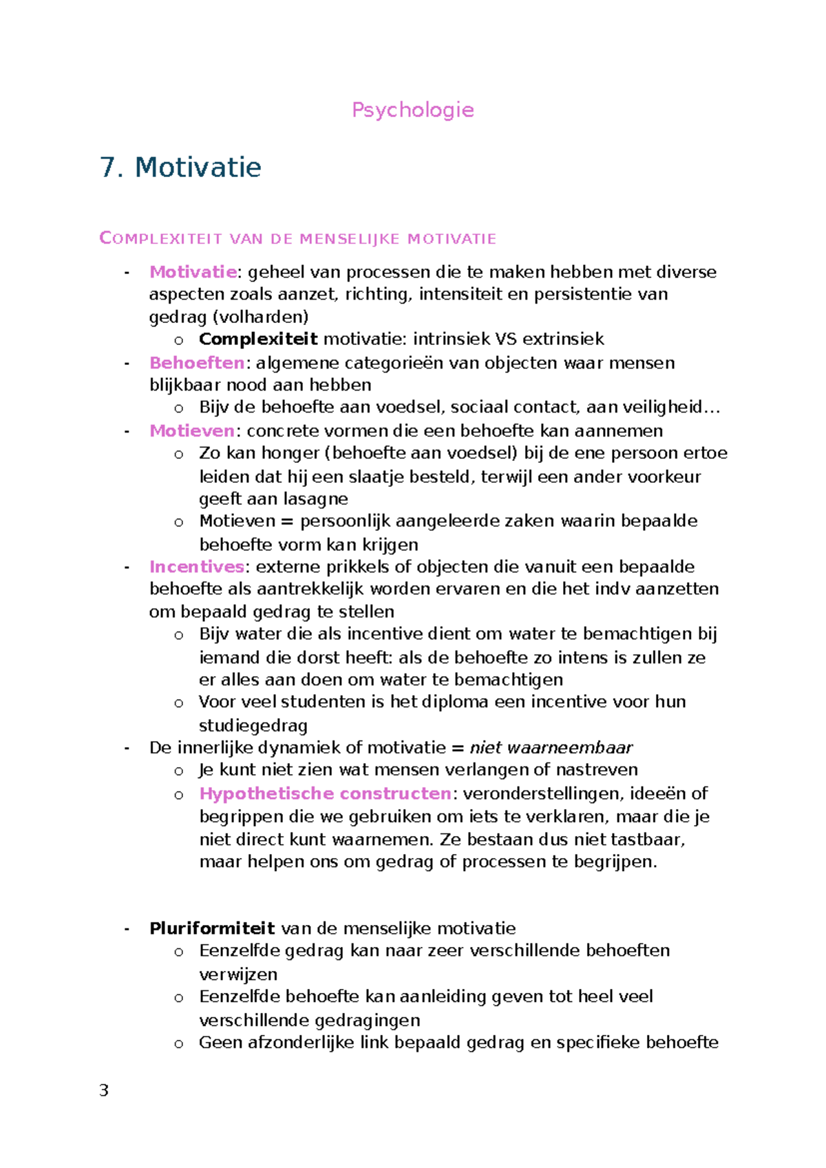 Sv 7 Motivatie: Complexiteit en Theoretische Benaderingen - Studocu