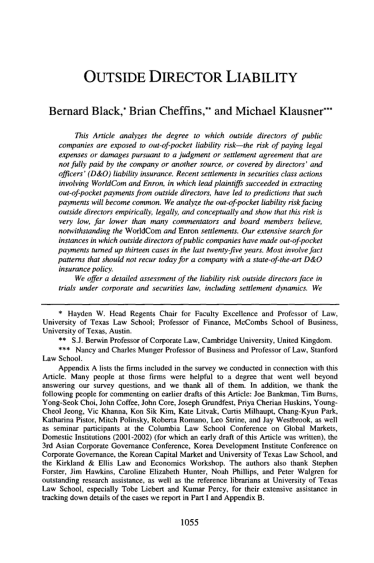 Outside Director Liability: Analyzing Risks and Legal Implications in ...