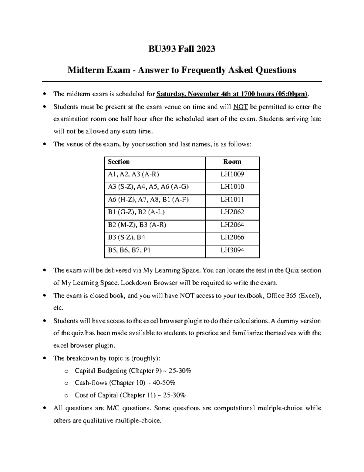 Midterm FAQ - BU393 Fall 2023 Midterm Exam - Answer to Frequently Asked ...