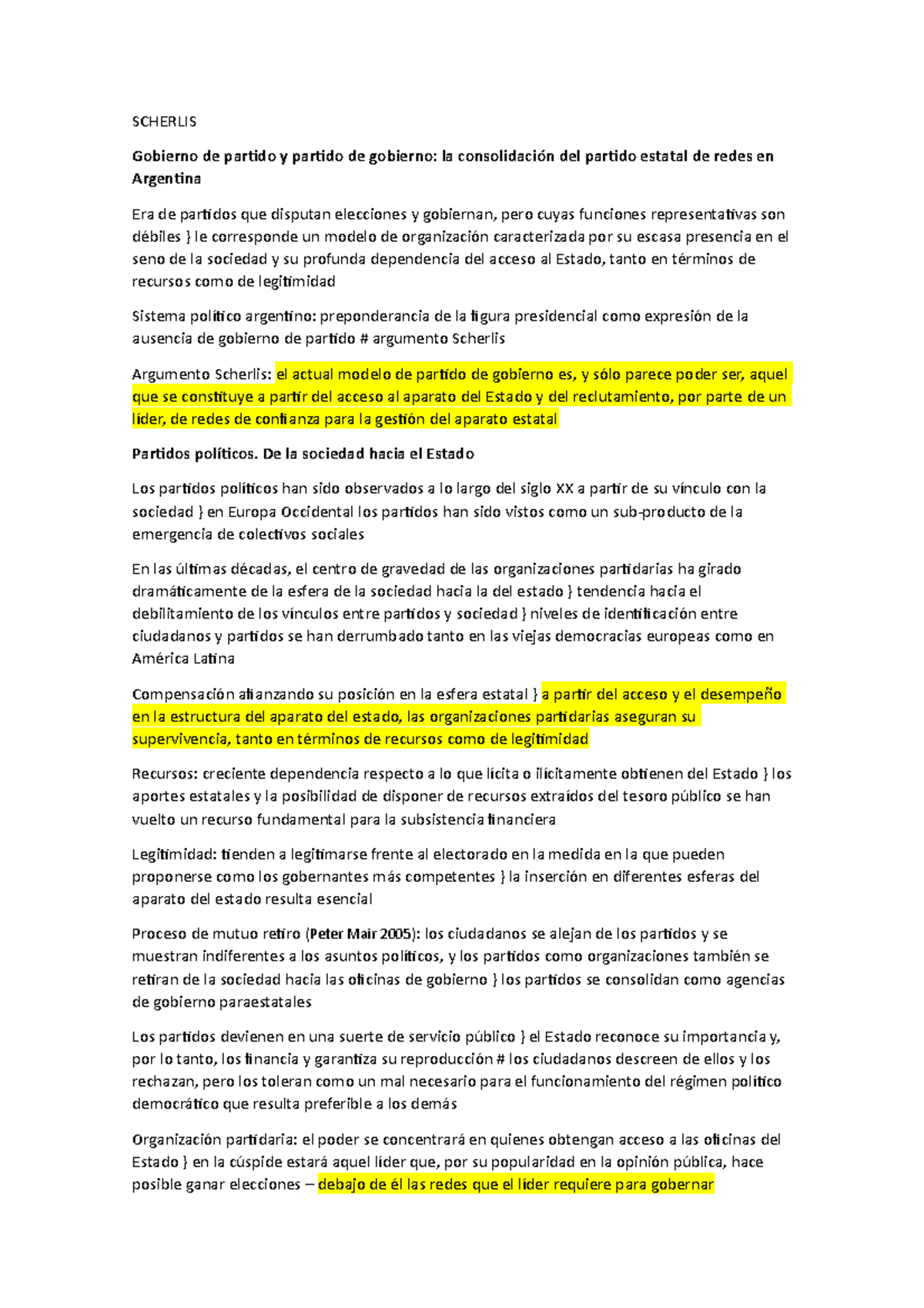 Análisis del Gobierno de Partido y Red Estatal en Argentina - SCHERLIS ...