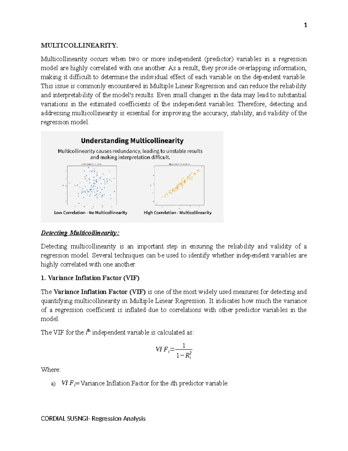 Multicollinearity in Multiple Linear Regression: Key Concepts and ...