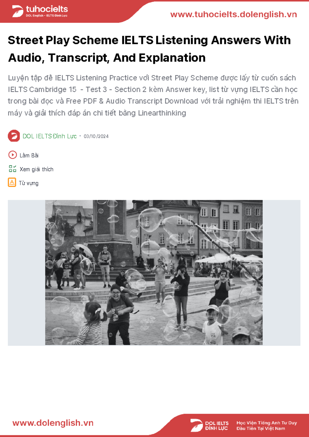 Street Play Scheme - IELTS Listening Answers & Audio Guide - Studocu