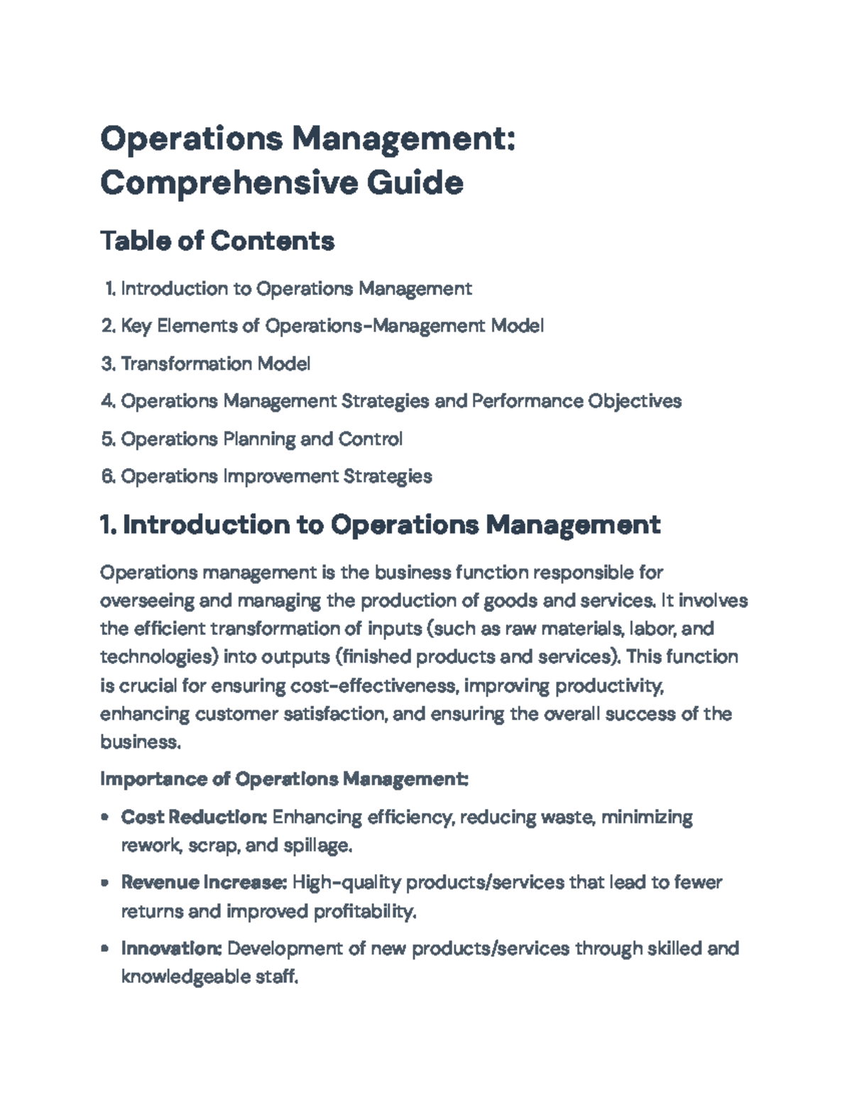 Operations Management: Comprehensive Guide and Strategies for Success ...
