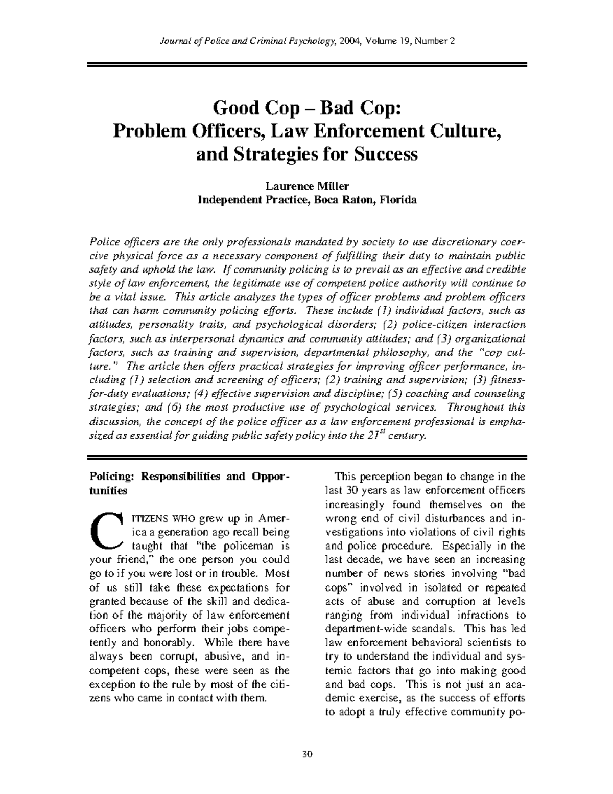 Good Cop – Bad Cop: Strategies for Addressing Law Enforcement Issues ...