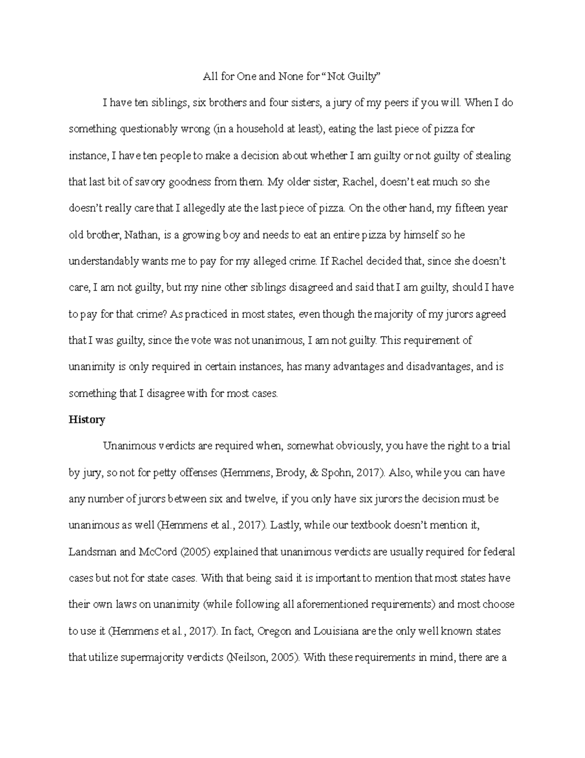 Module 2 Paper - Verdicts - All for One and None for “Not Guilty” I ...