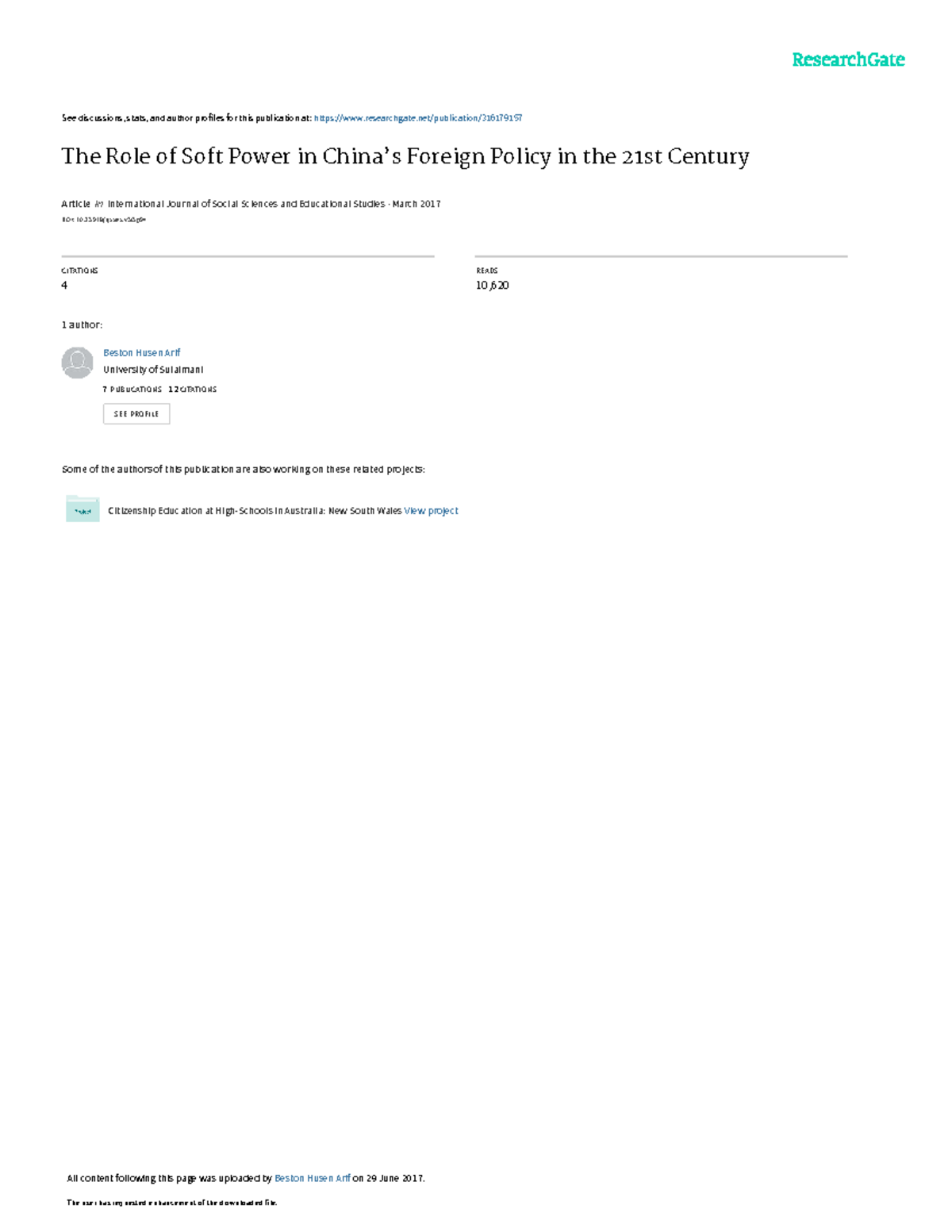 The Role of Soft Power in Chinas Foreign Policy 11 - English Studies ...