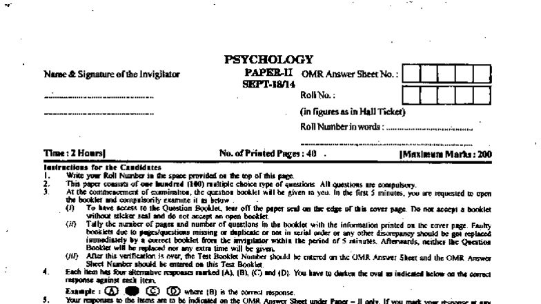 PSY 101 Final Exam OMR Answer Sheet Instructions and Guidelines - Studocu