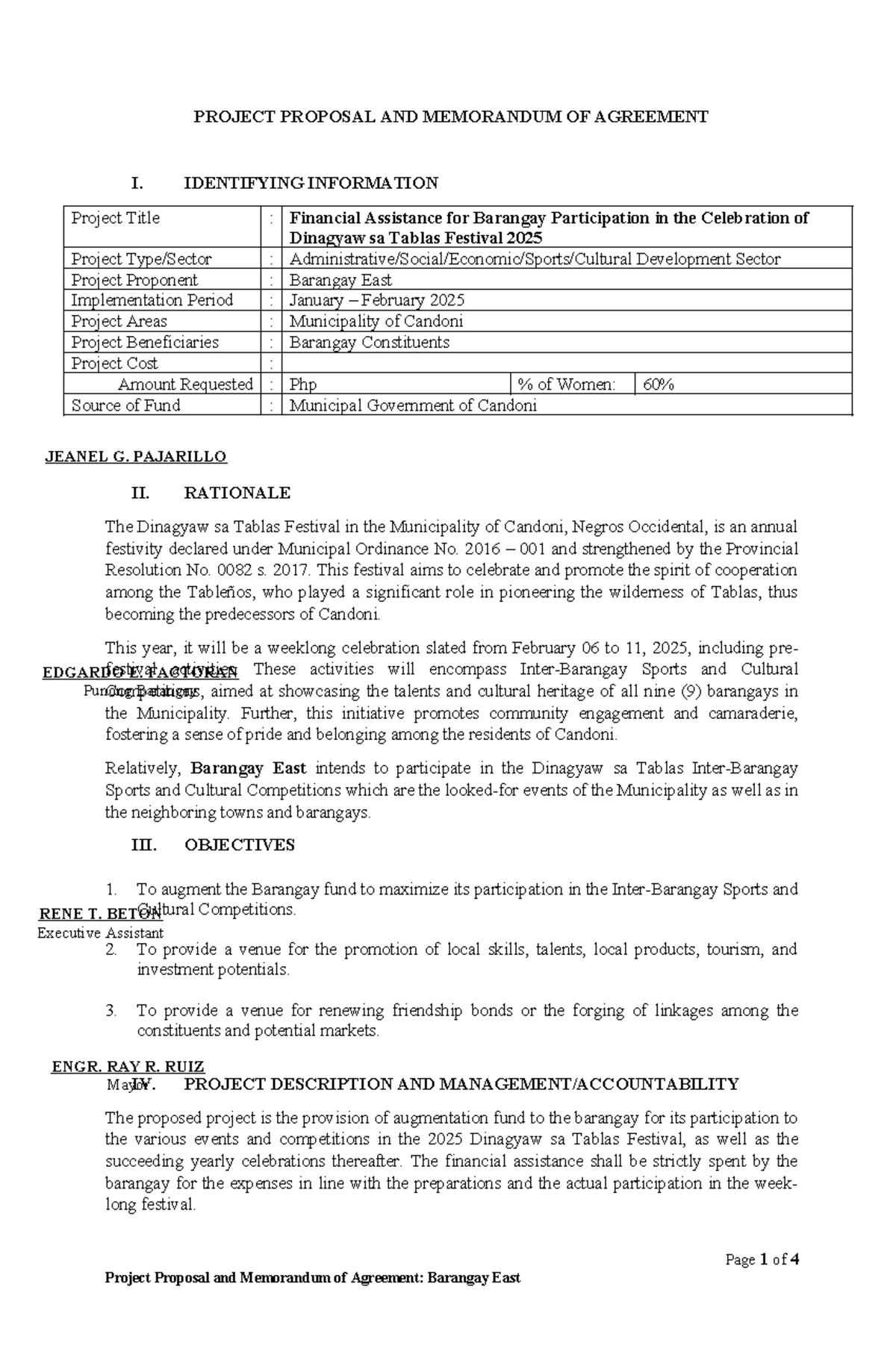 BRGY - Project Proposal for Financial Aid at Dinagyaw Festival 2025 ...