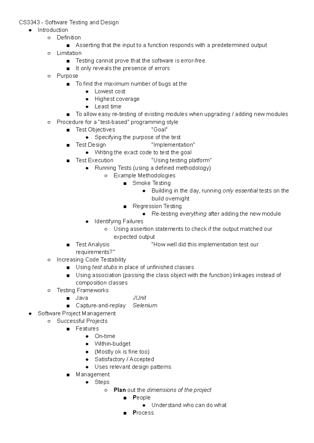 CS3343 - Comprehensive Guide to Software Testing and Design - Studocu