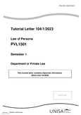 PVL1501 - Unisa - Law of Persons - Studocu