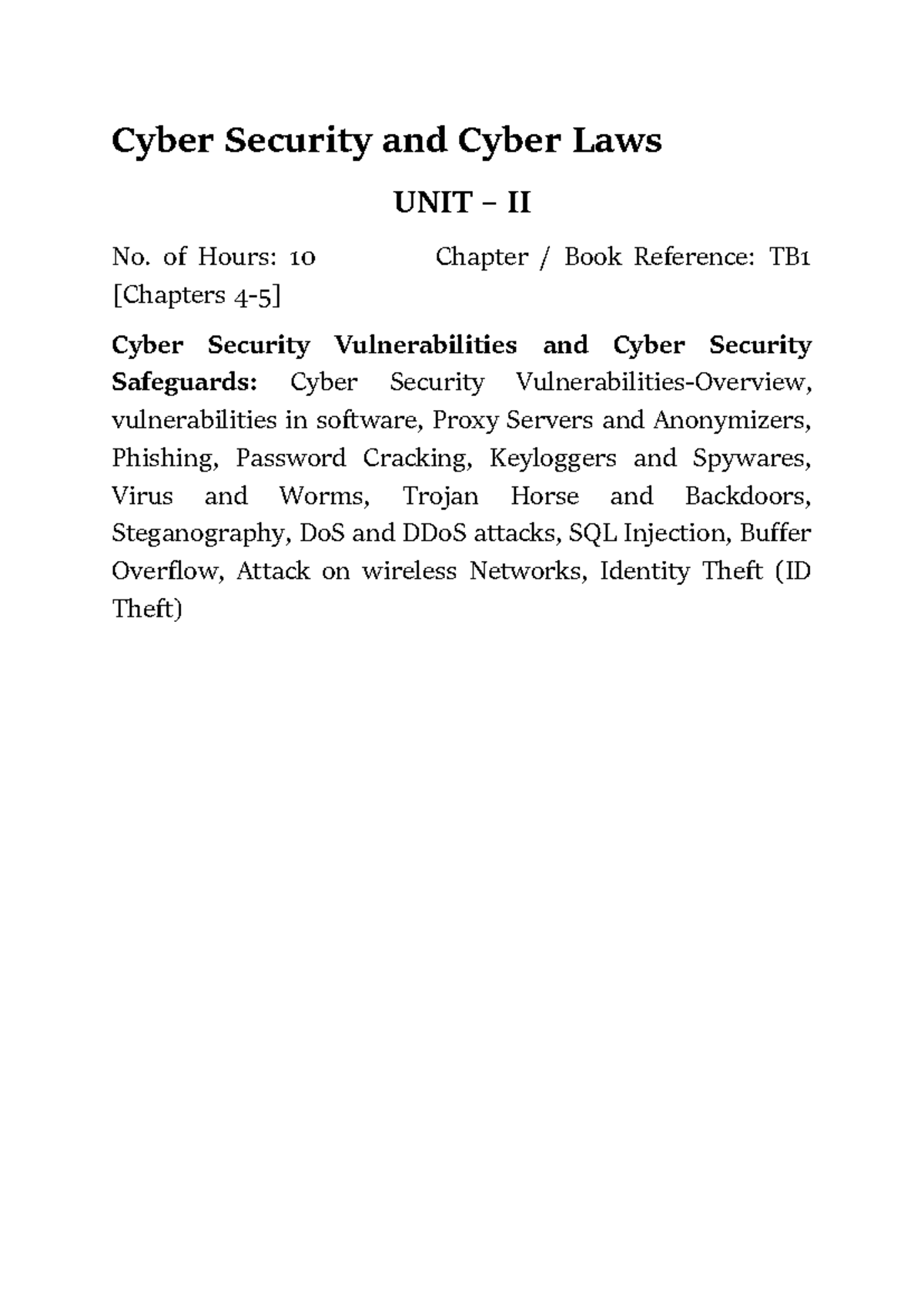 UNIT 2 CSCL - Cyber Security: Vulnerabilities & Safeguards Explained ...