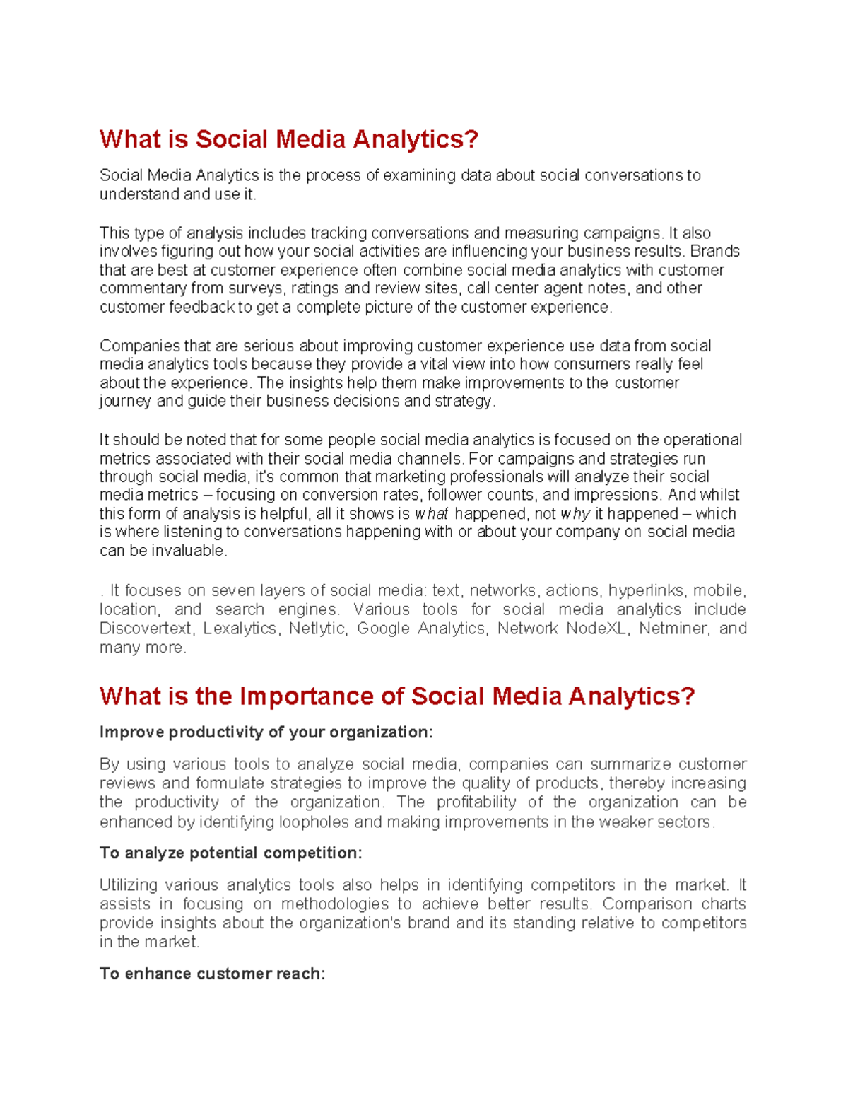 Data Analytics and Insights: Understanding Social Media Analytics - Studocu
