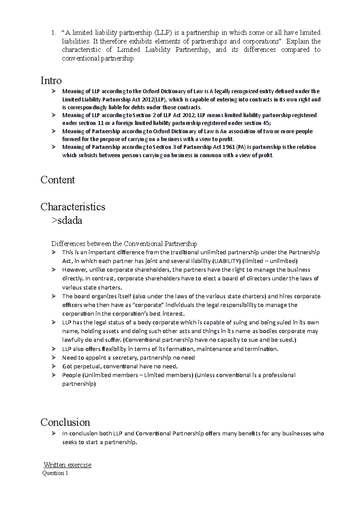 Topic 1: Characteristics & Differences of LLP vs. Conventional ...