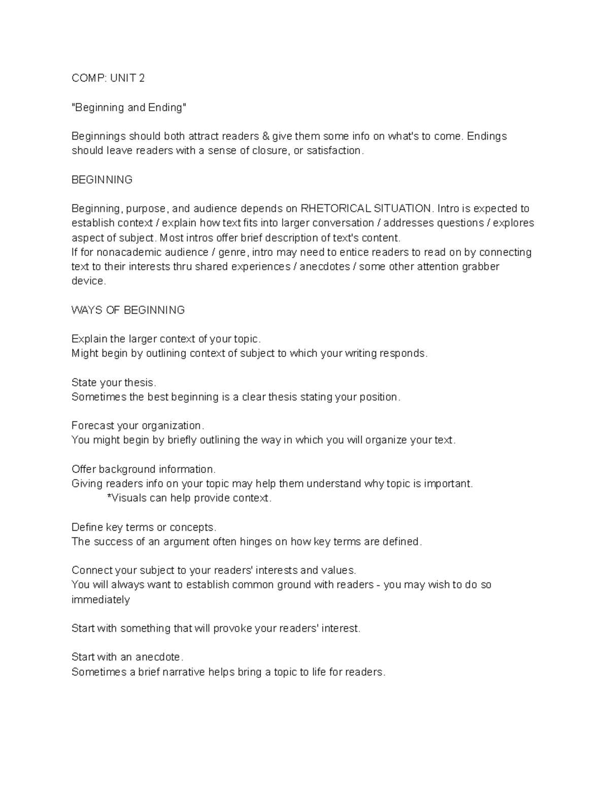 COMP UNIT 2 - The readings for Unit 2 of College Comp. From the ...