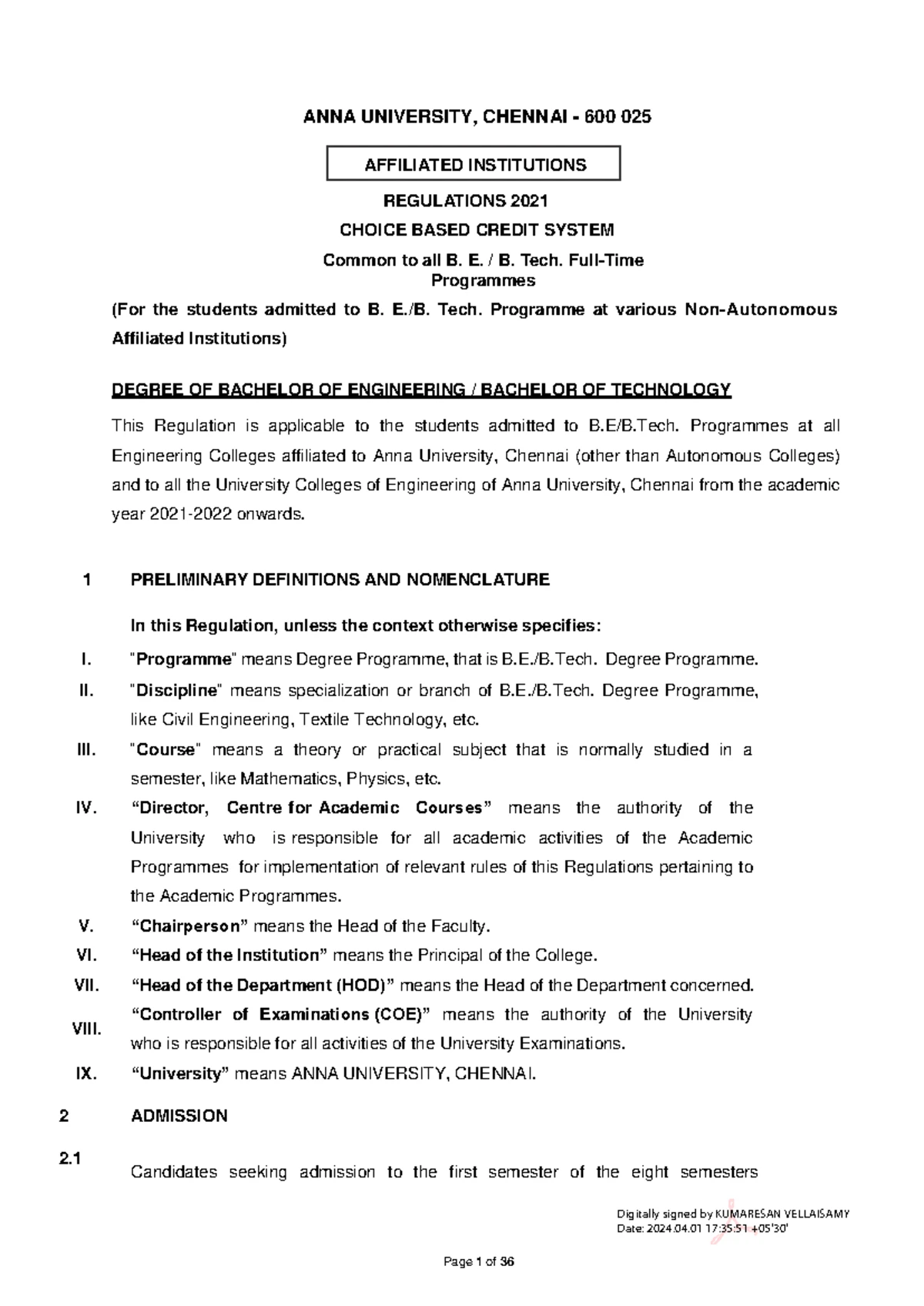 Regulations 2023 for B.E. / B.Tech. (Training Integrated) Programmes ...