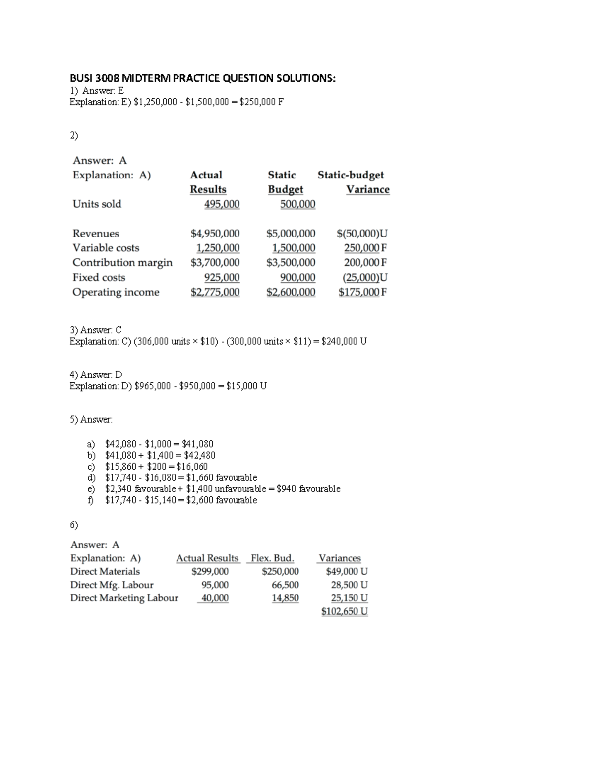 BUSI 3008 MIDTERM PRACTICE QUESTION ANSWERS AND EXPLANATIONS - Studocu