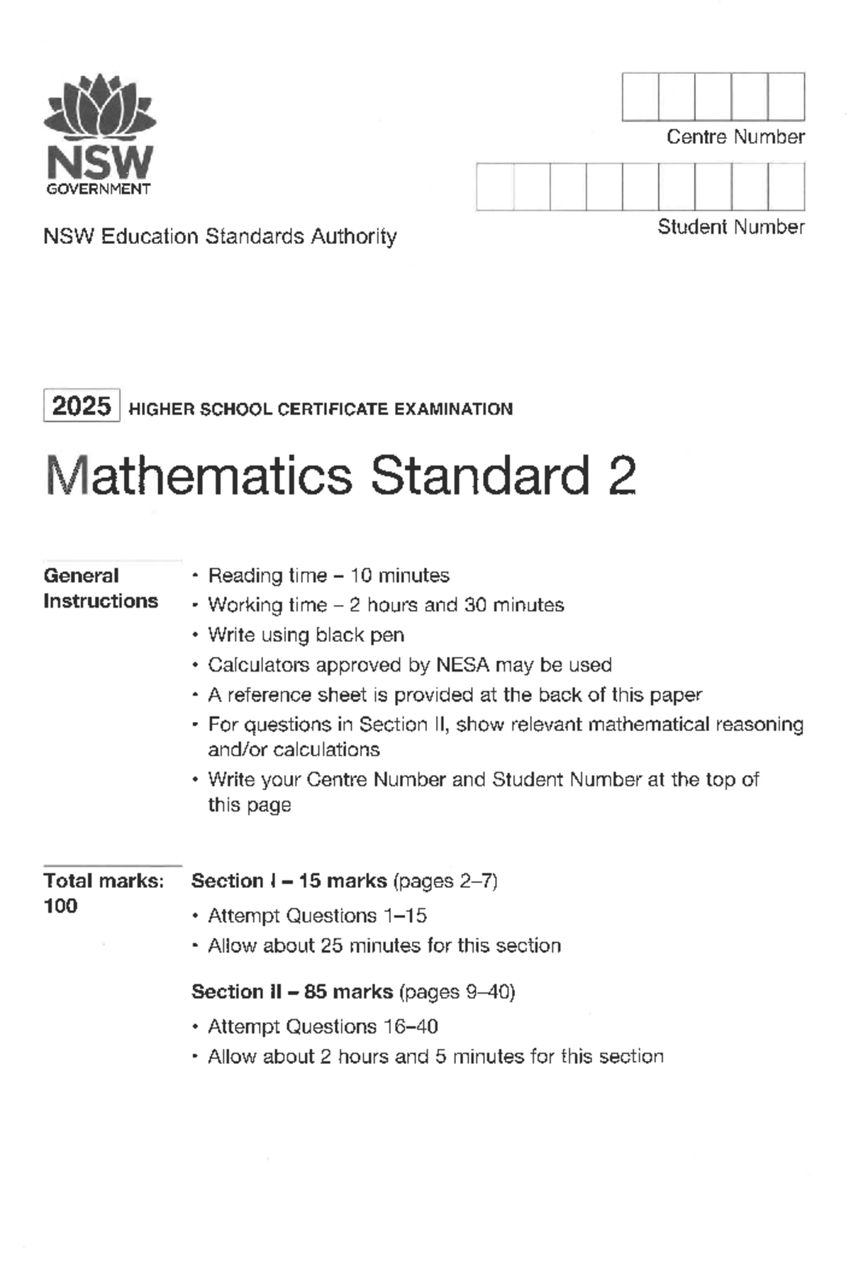 HSC Maths Std 2 2025 Exam Solutions and Guide - Studocu