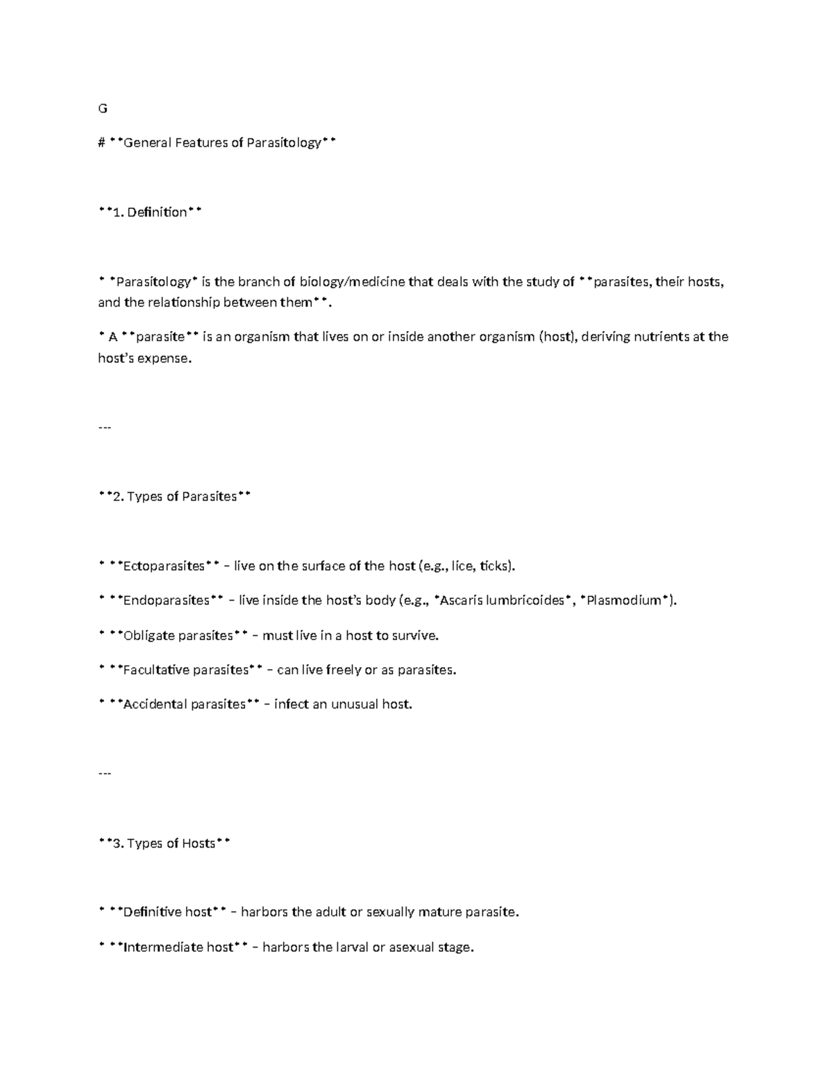 Parasitology Gen Features: Understanding Host-Parasite Relationships ...
