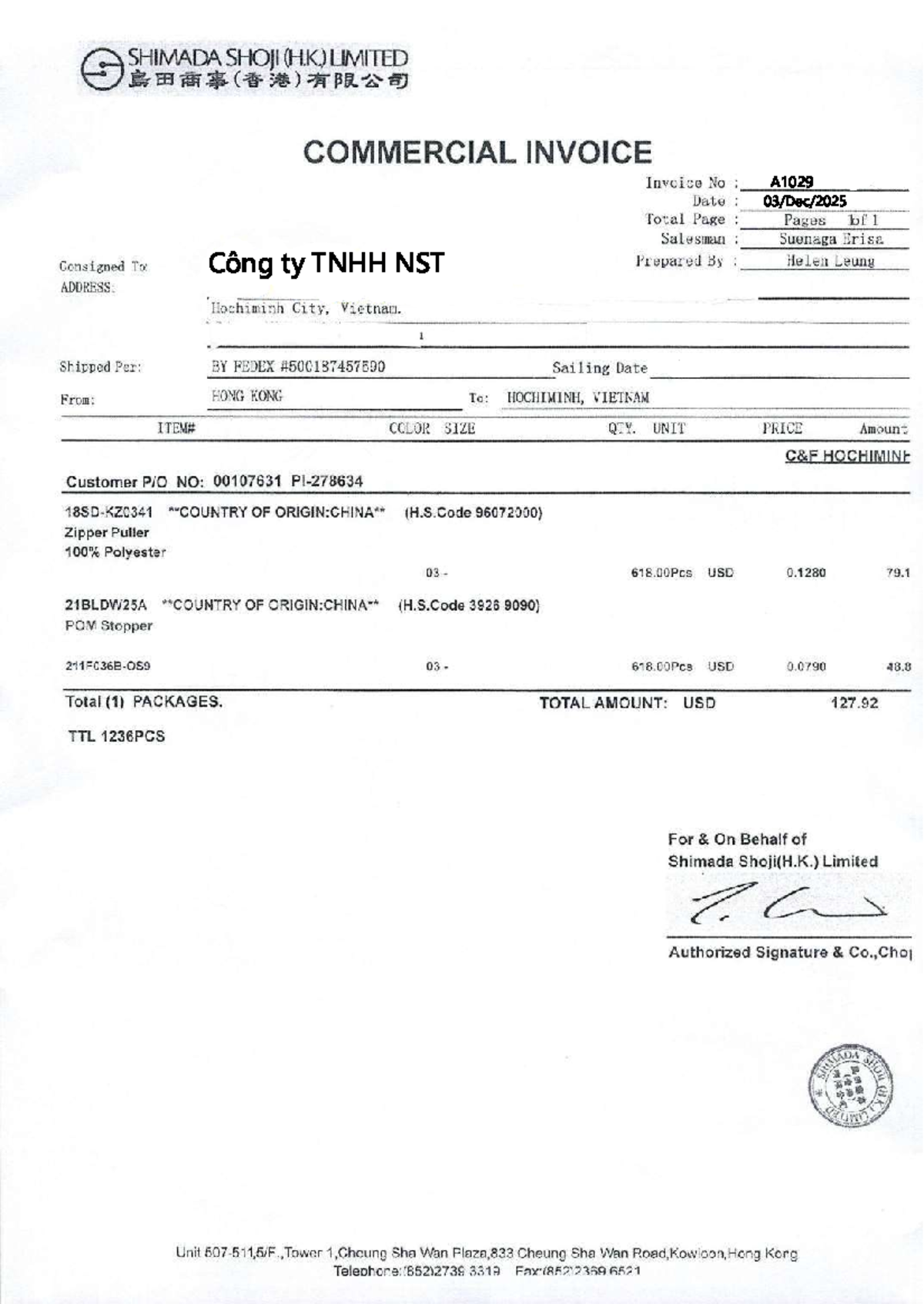 INV + BILL + AN-đã nén compressed - Quản trị Logistic - Studocu