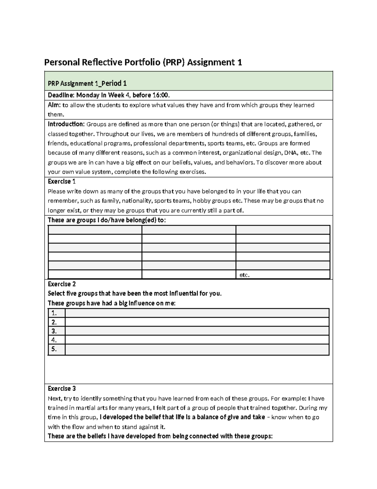 PRP Assignment 1 - Exploring Personal Values Through Group Influence ...