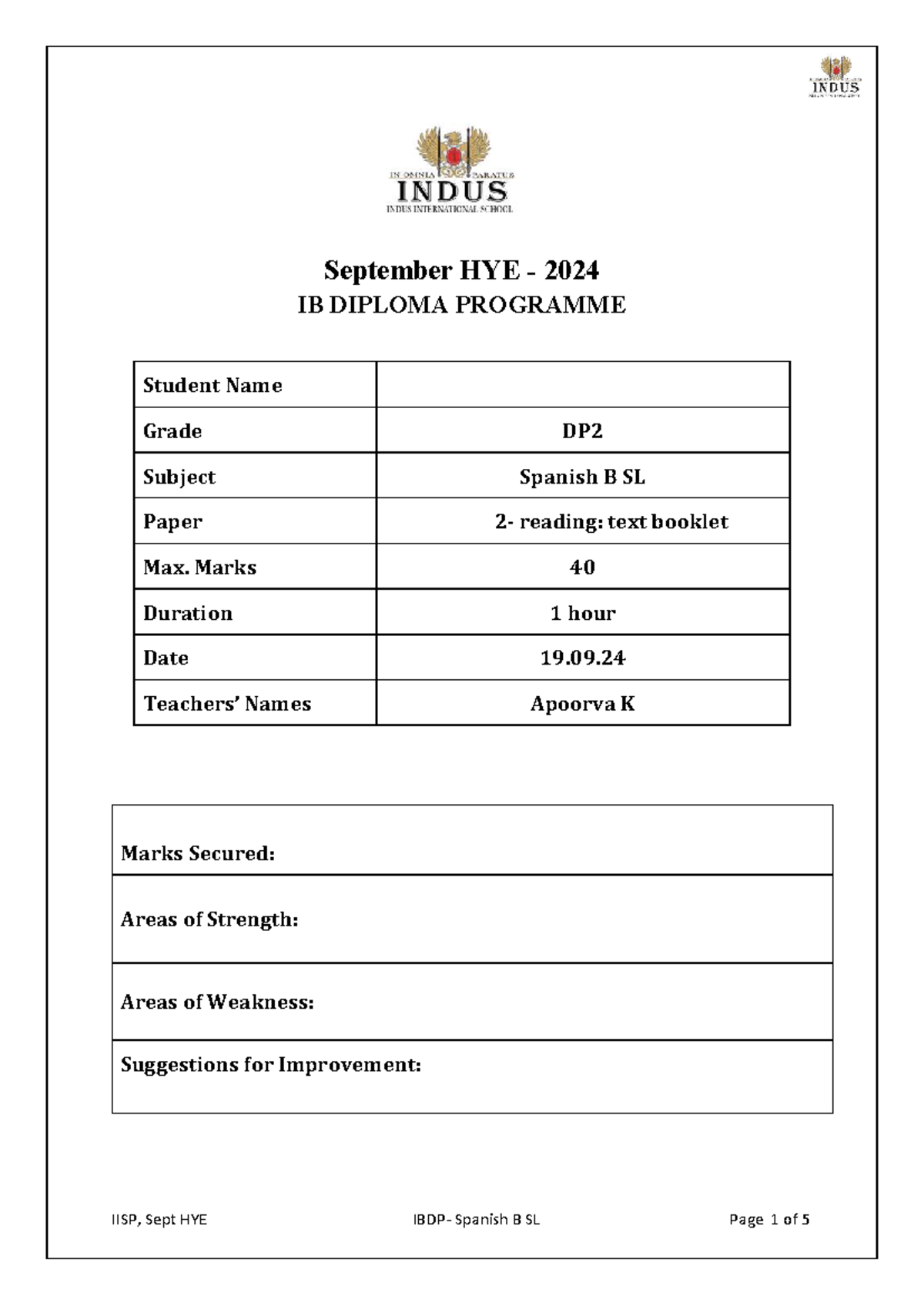 Spanish B SL Paper 2 Reading Comprehension Text Booklet - Studocu