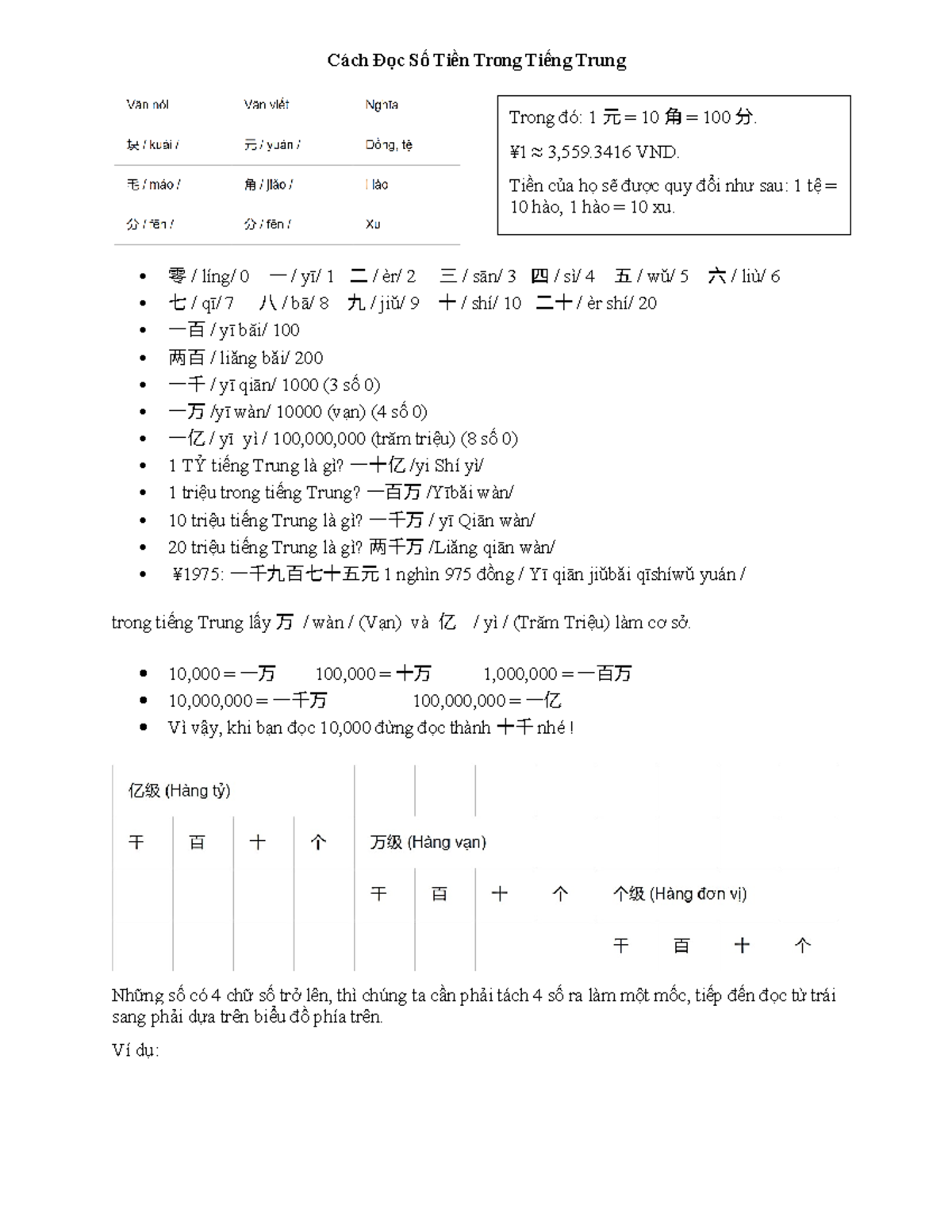 Cách Đọc Và Dịch Số Tiền Trong Tiếng Trung (TC 101) - Studocu