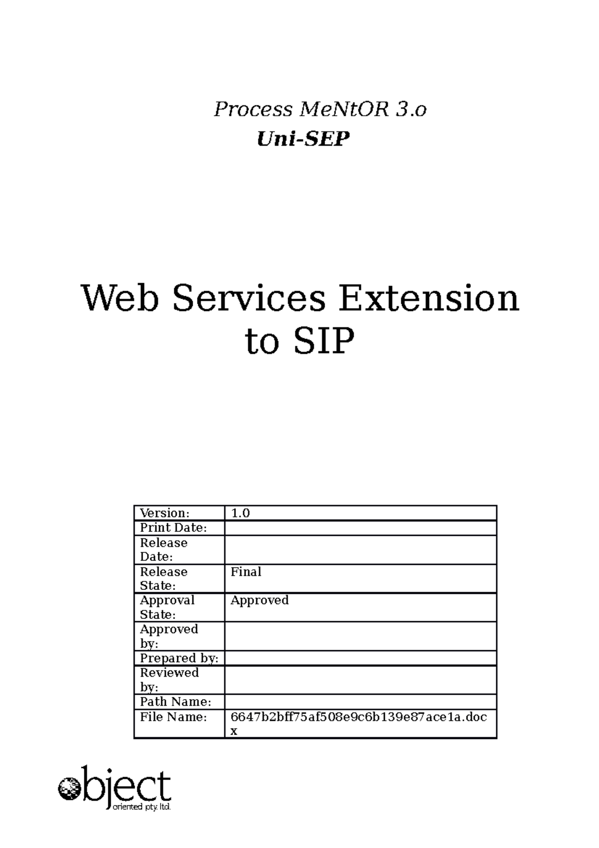 SDD-Example - Process MeNtOR 3 Uni-SEP Web Services Extension to SIP ...