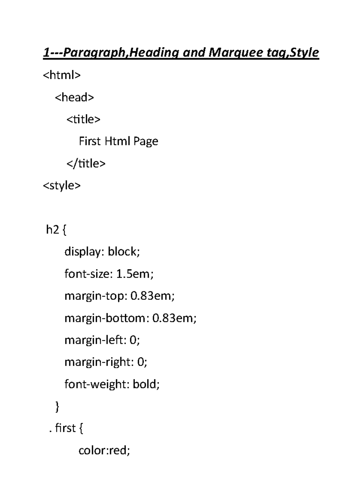 HTML Basics and Code Examples: Tags, Lists, and Styling - Studocu