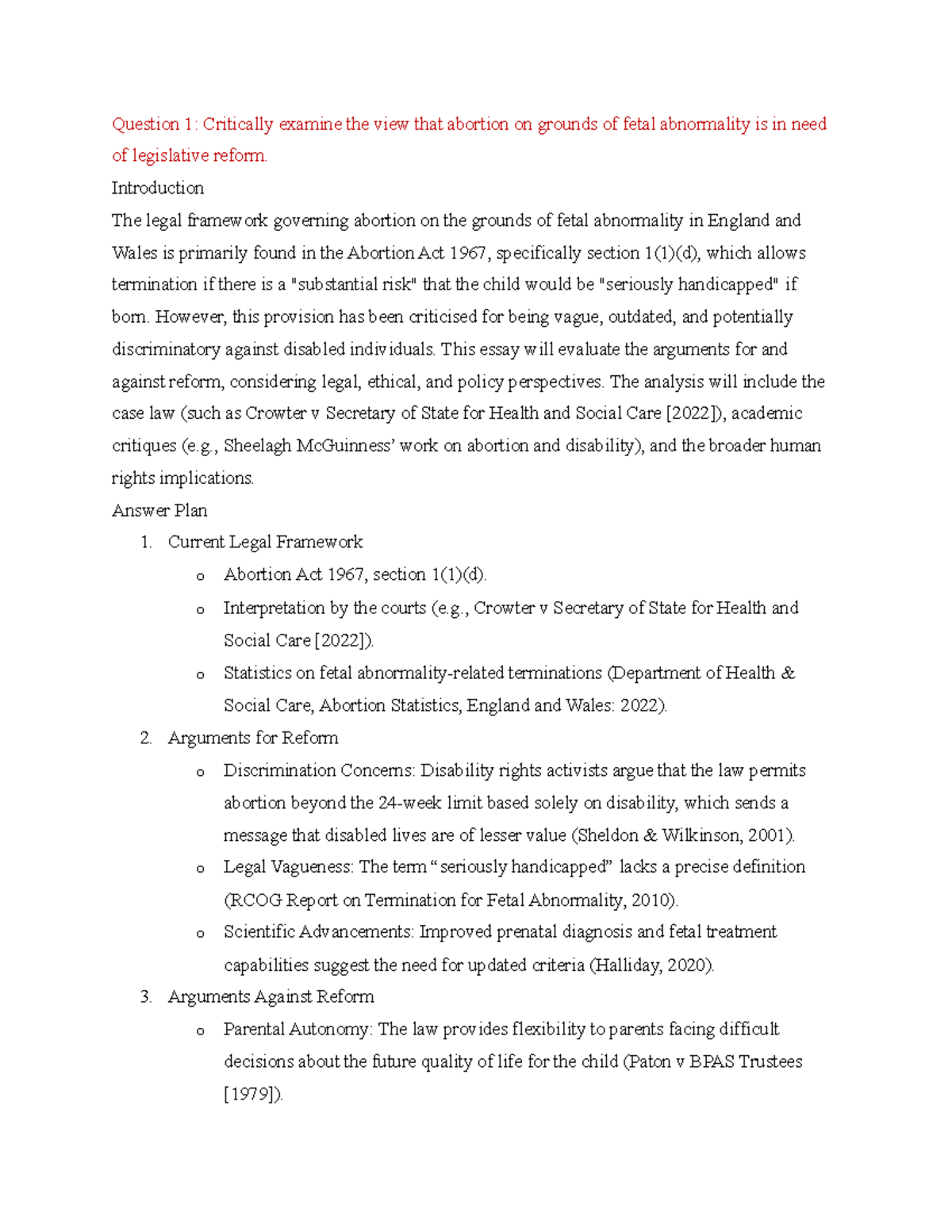 Abortion Law Reform: A Critical Analysis of Fetal Abnormality & HFEA ...