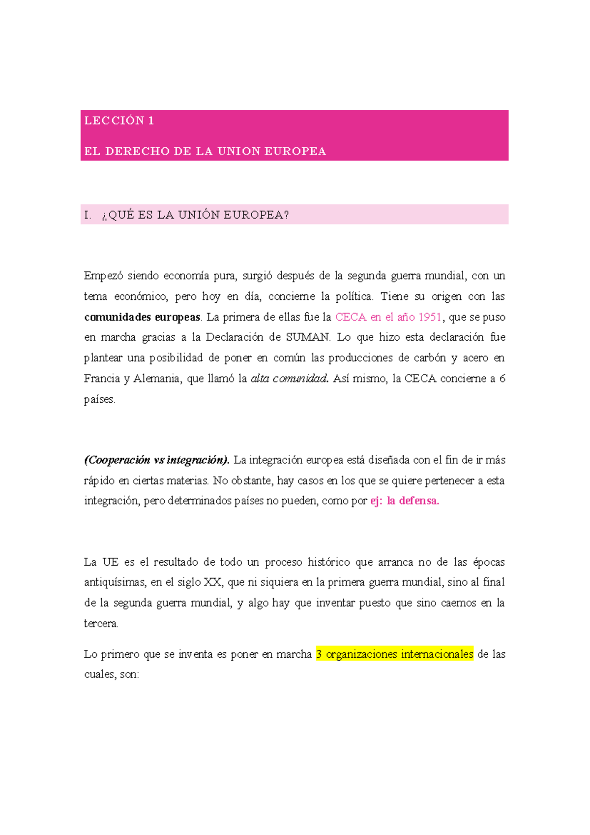 Lección 1 due - apuntes leccion 1 - LECCIÓN 1 EL DERECHO DE LA UNION ...