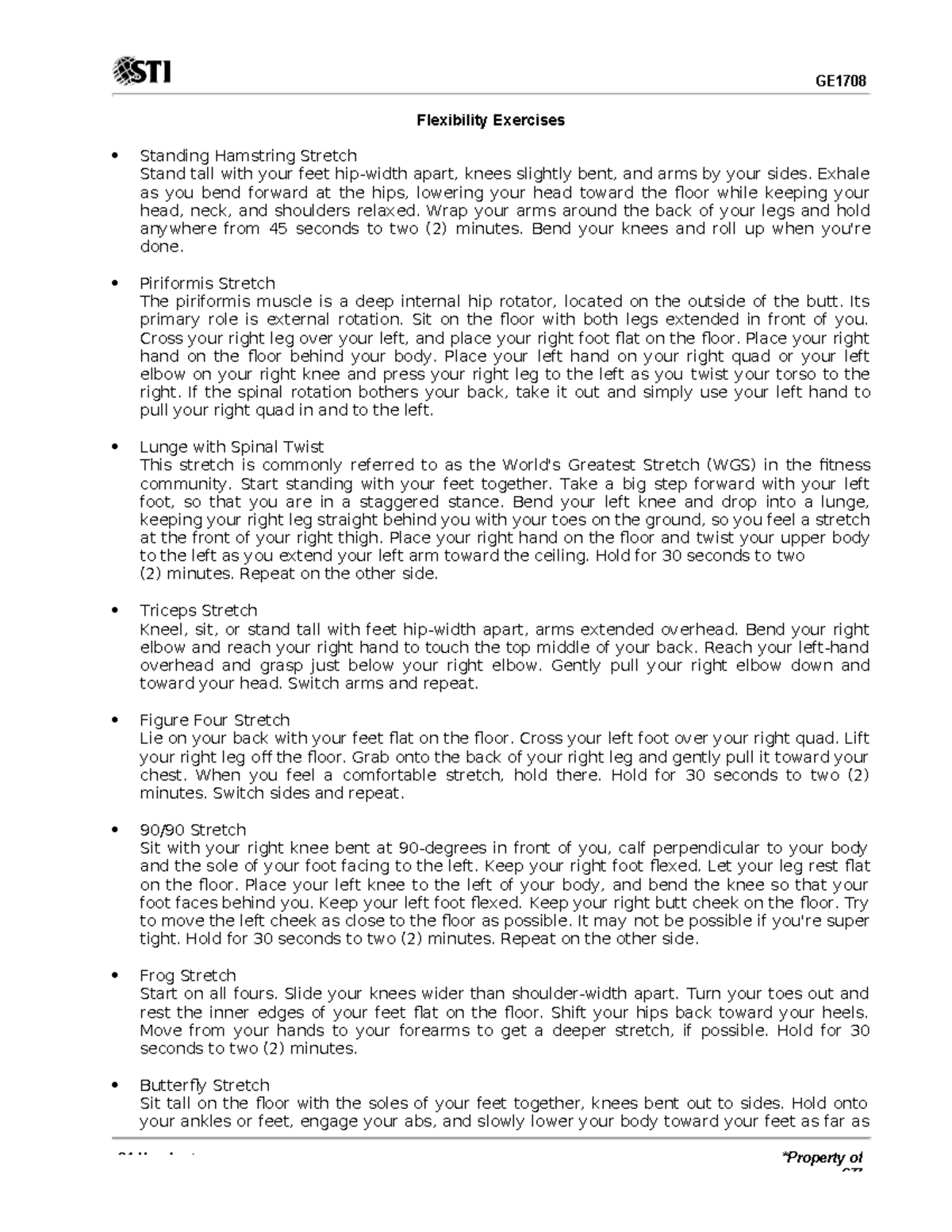 01 Handout 5 - Physical Education - 01 Handout *Property of Flexibility ...