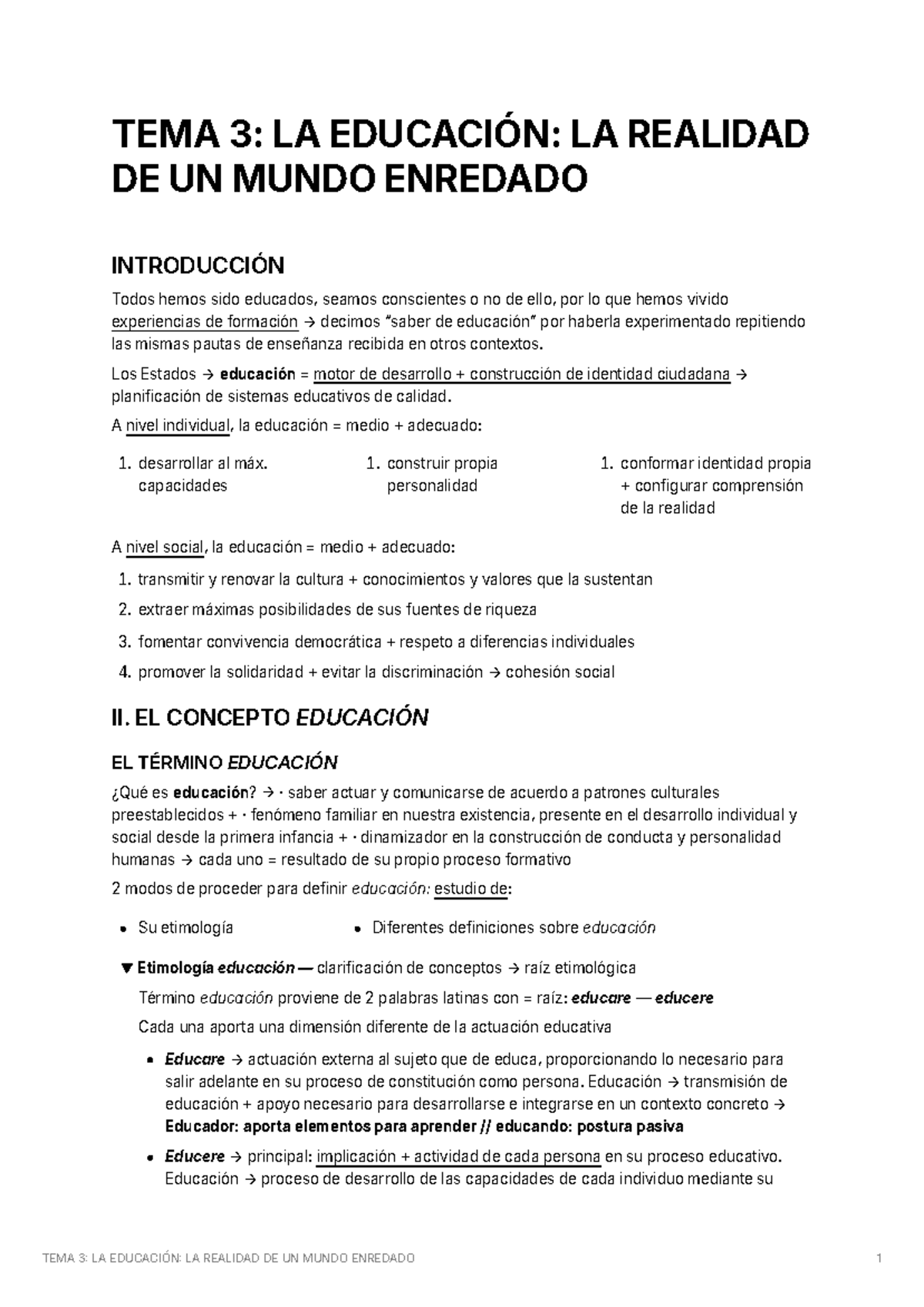 TEMA 3 LA Educacin LA Realidad DE UN Mundo Enredado - TEMA 3: LA ...