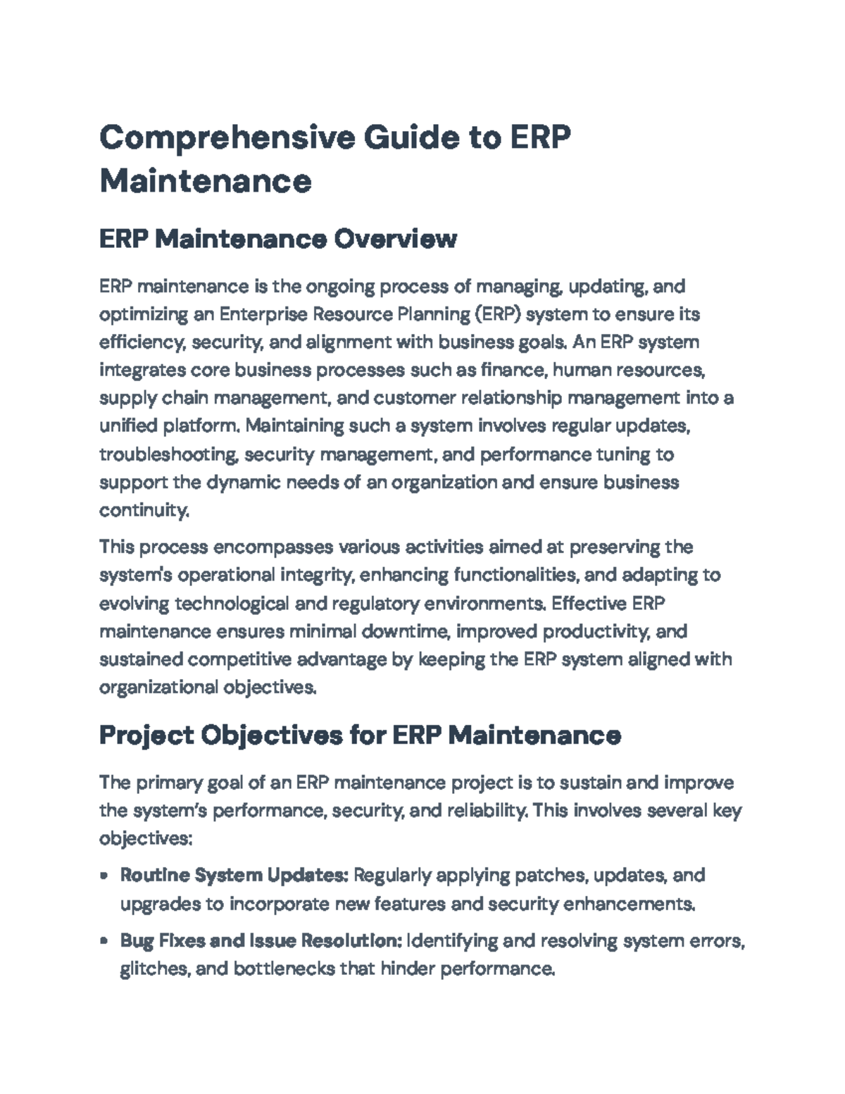 Comprehensive Guide to ERP Maintenance & Best Practices (ERP 101) - Studocu