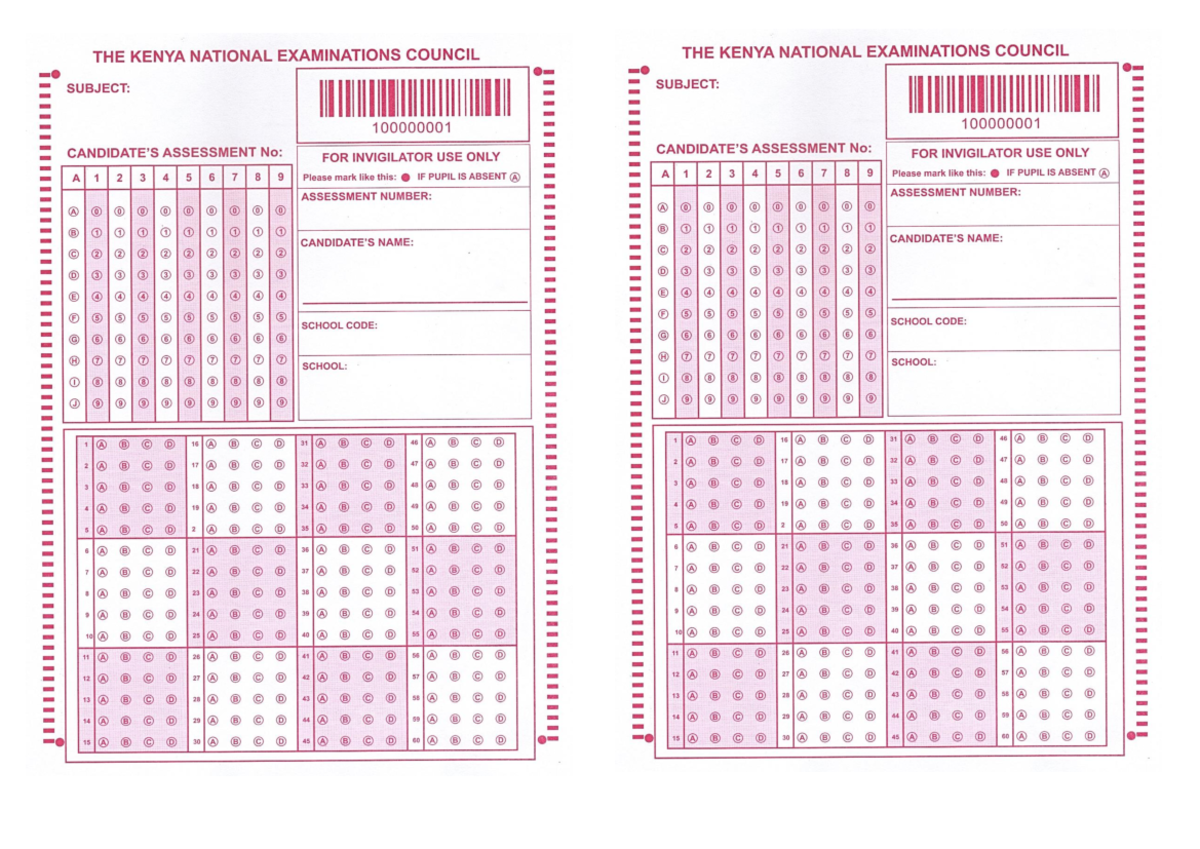 Kenya National Examinations Council Assessment 100000001 - Studocu