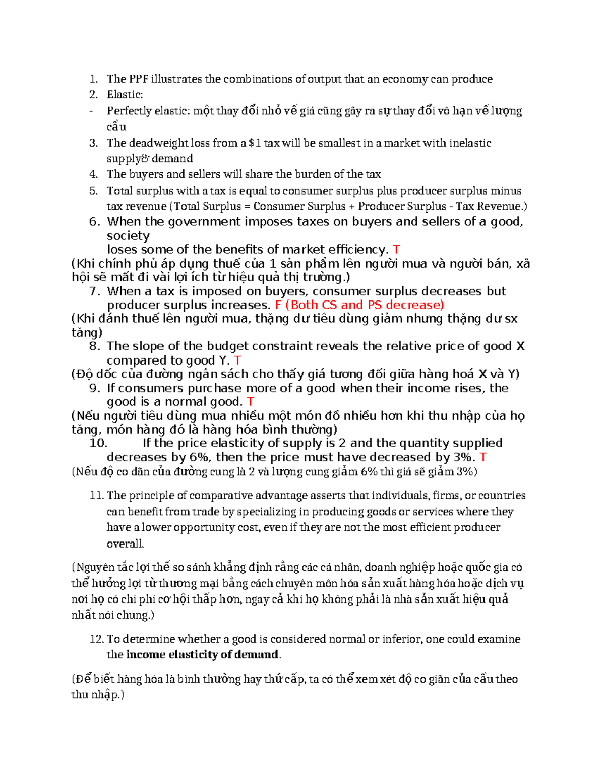 Microeconomics Lecture Notes: Key Concepts and Tax Effects - Studocu