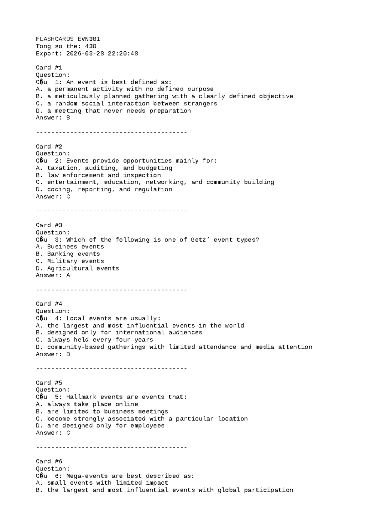 EVN301 Flashcards: Key Concepts in Event Management - Studocu
